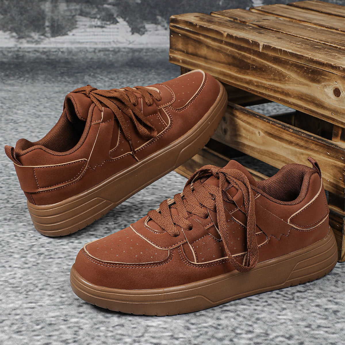 New Thick Bottom Frosted Skateboard Couple Vintage Fashion Outdoor Casual Shoes Maillard Lady Sneaker - Luxurieglam