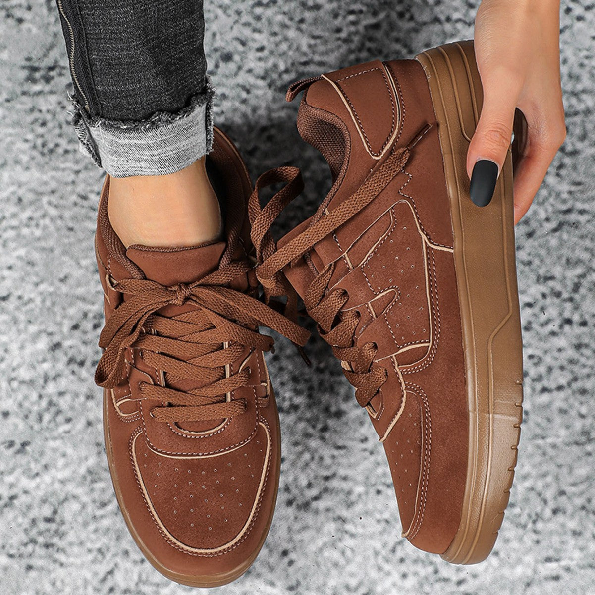 New Thick Bottom Frosted Skateboard Couple Vintage Fashion Outdoor Casual Shoes Maillard Lady Sneaker - Luxurieglam