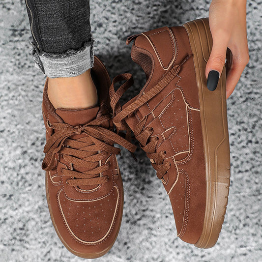 New Thick Bottom Frosted Skateboard Couple Vintage Fashion Outdoor Casual Shoes Maillard Lady Sneaker - Luxurieglam