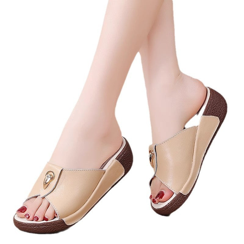 Women's Wedge Height Increasing Platform Shoes Mother With Skirt Sandals - Luxurieglam