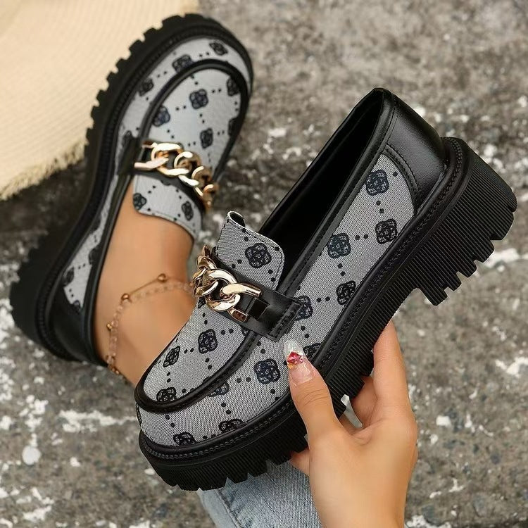 Plus Size Women’s Chunky Heel Retro Loafers – Trendy Vintage Style - Luxurieglam