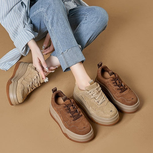 Women’s Retro Thick Sole Sneakers – Height Increasing Casual Sports Shoes - Luxurieglam