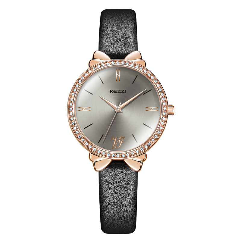 Women's Diamond-embedded Simple Elegant Belt Quartz Waterproof Watch - Luxurieglam