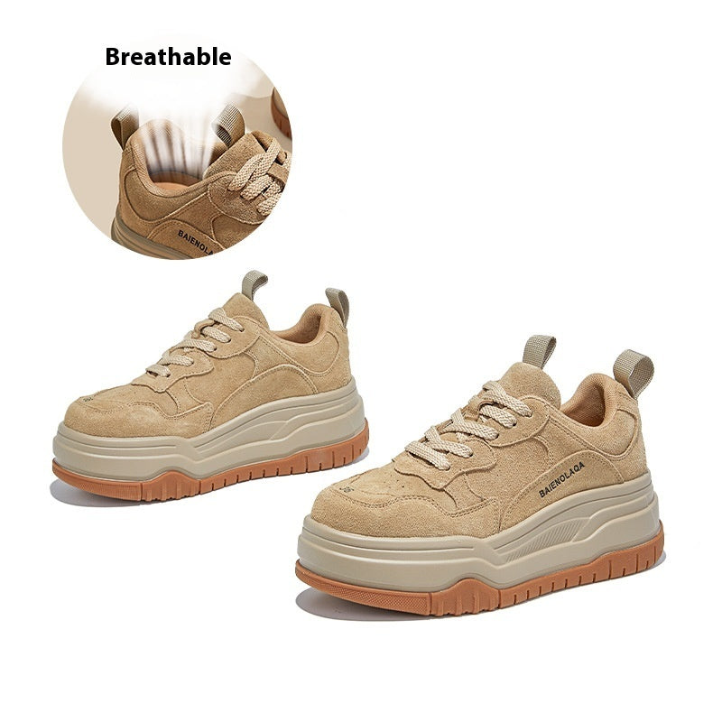 Women’s Retro Thick Sole Sneakers – Height Increasing Casual Sports Shoes - Luxurieglam