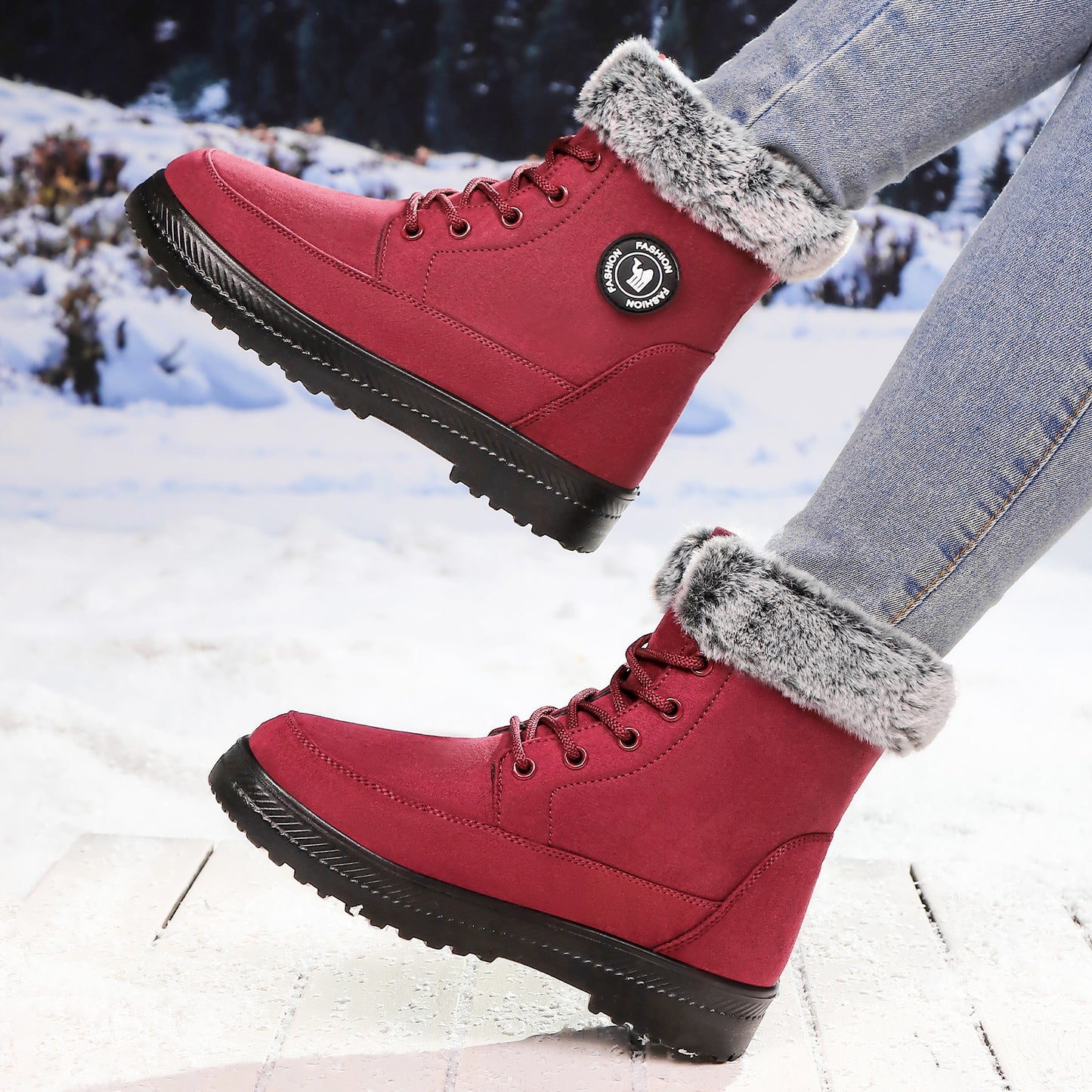 Women’s Cotton Lace-Up Boots – Soft Bottom, Warm & Comfortable Flat Shoes - Luxurieglam
