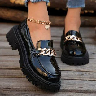 Plus Size Women’s Chunky Heel Retro Loafers – Trendy Vintage Style - Luxurieglam