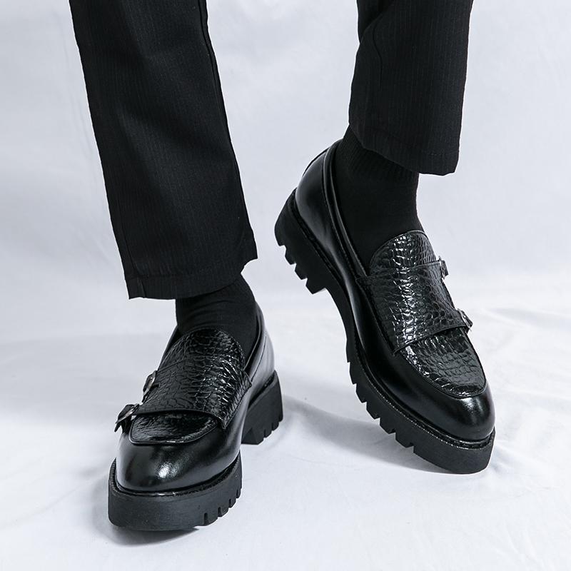 Men’s Slip-On Leather Loafers – Platform Height Increasing Casual Dress Shoes - Luxurieglam