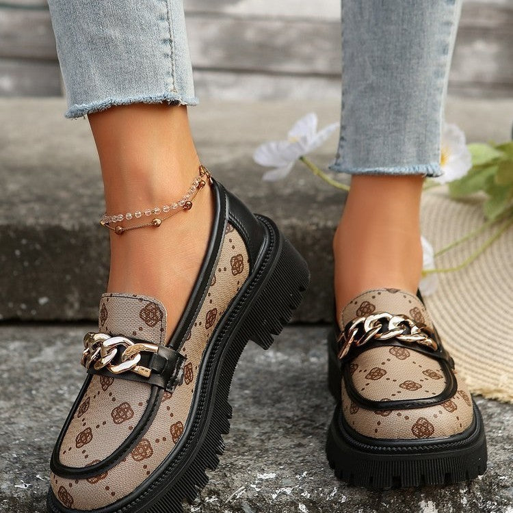 Plus Size Women’s Chunky Heel Retro Loafers – Trendy Vintage Style - Luxurieglam