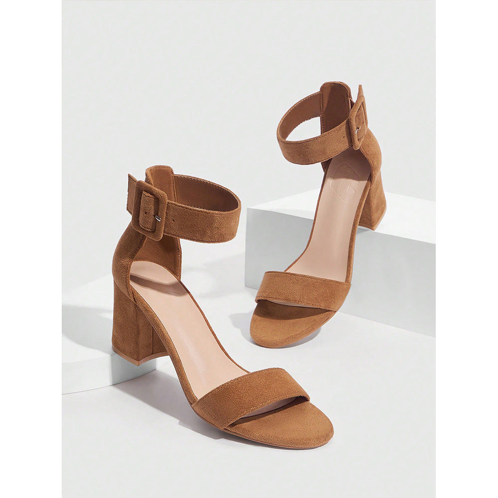 Open Toe Sandals With Heel Wrapped Strap - Luxurieglam
