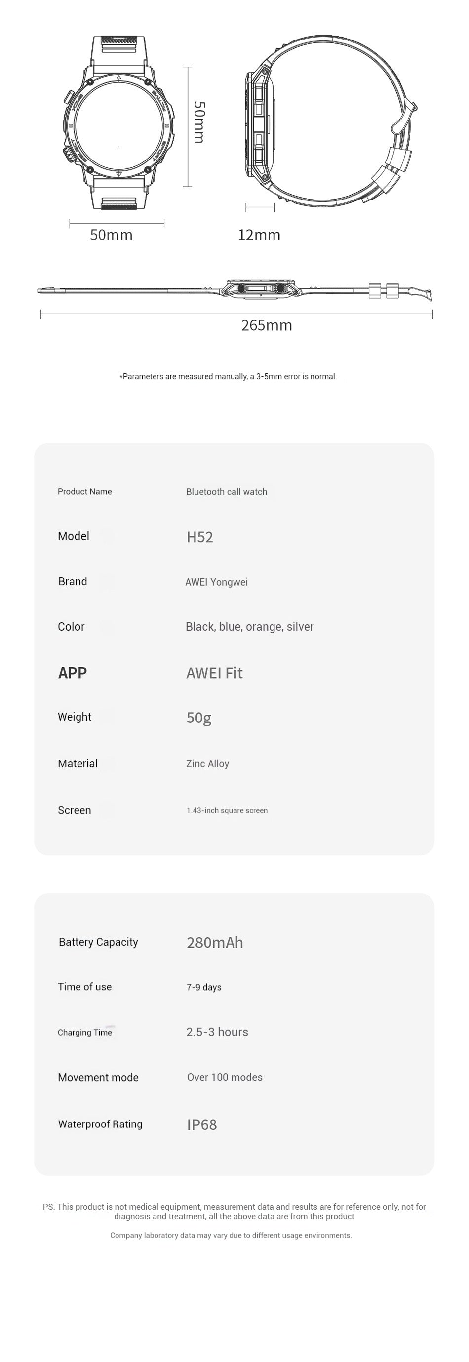 AWEI AMOLED Smartwatch H52 - Luxurieglam