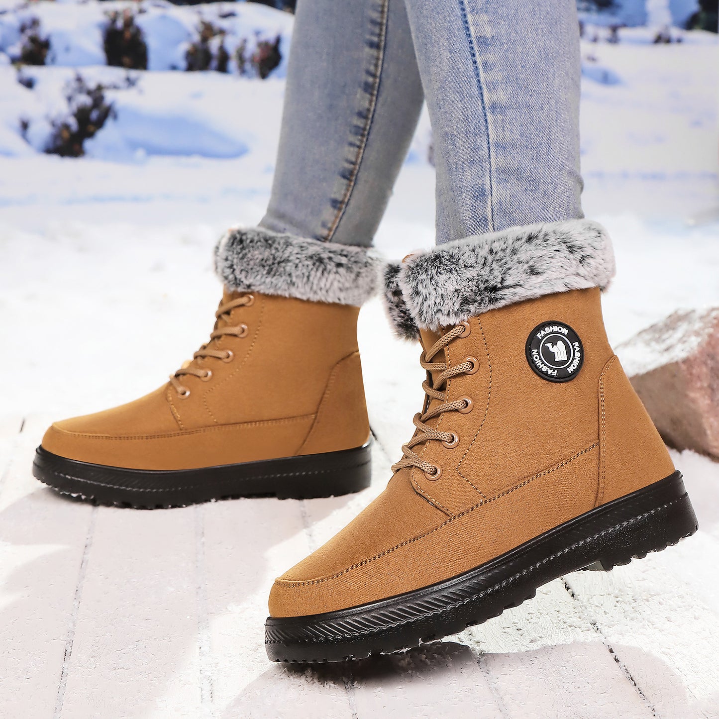 Women’s Cotton Lace-Up Boots – Soft Bottom, Warm & Comfortable Flat Shoes - Luxurieglam