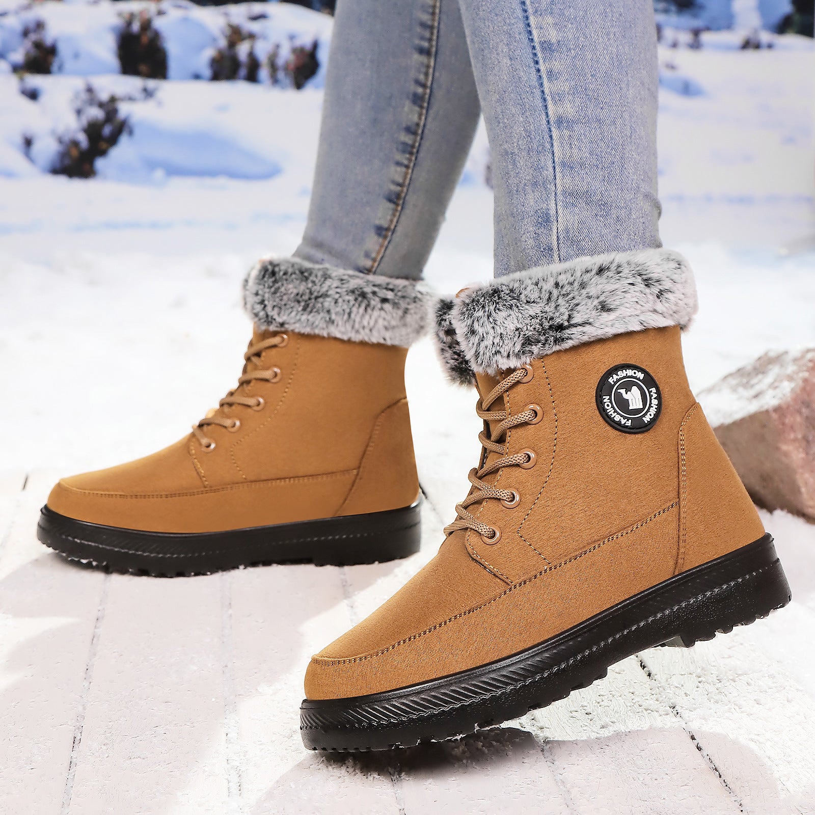 Women’s Cotton Lace-Up Boots – Soft Bottom, Warm & Comfortable Flat Shoes - Luxurieglam