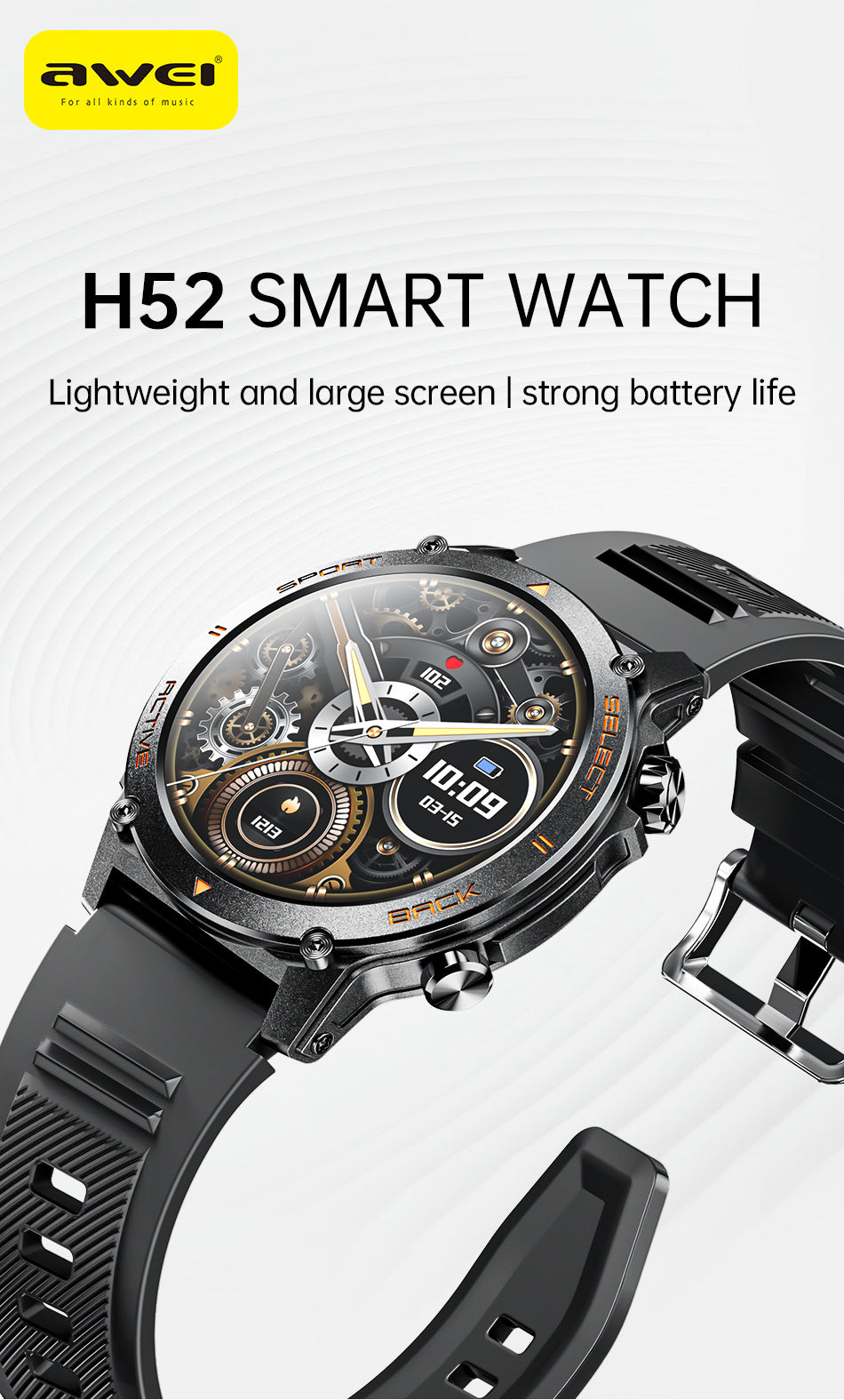 AWEI AMOLED Smartwatch H52 - Luxurieglam