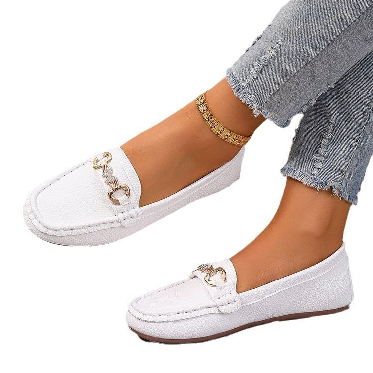 New Spring And Autumn Flat Bottom Slip-on Versatile Soft Bottom Comfortable Shallow Mouth Pumps - Luxurieglam